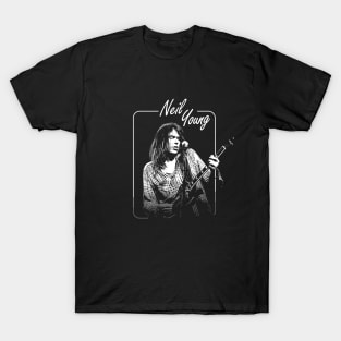 neil young vintage black and white T-Shirt